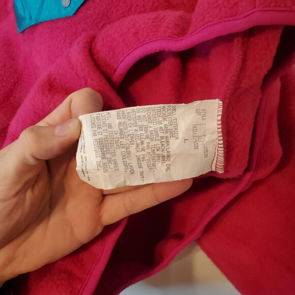 Vintage 80s 90s Patagonia Synchilla Snap Fleece Jacket Pink Size L - Picture 5 of 5